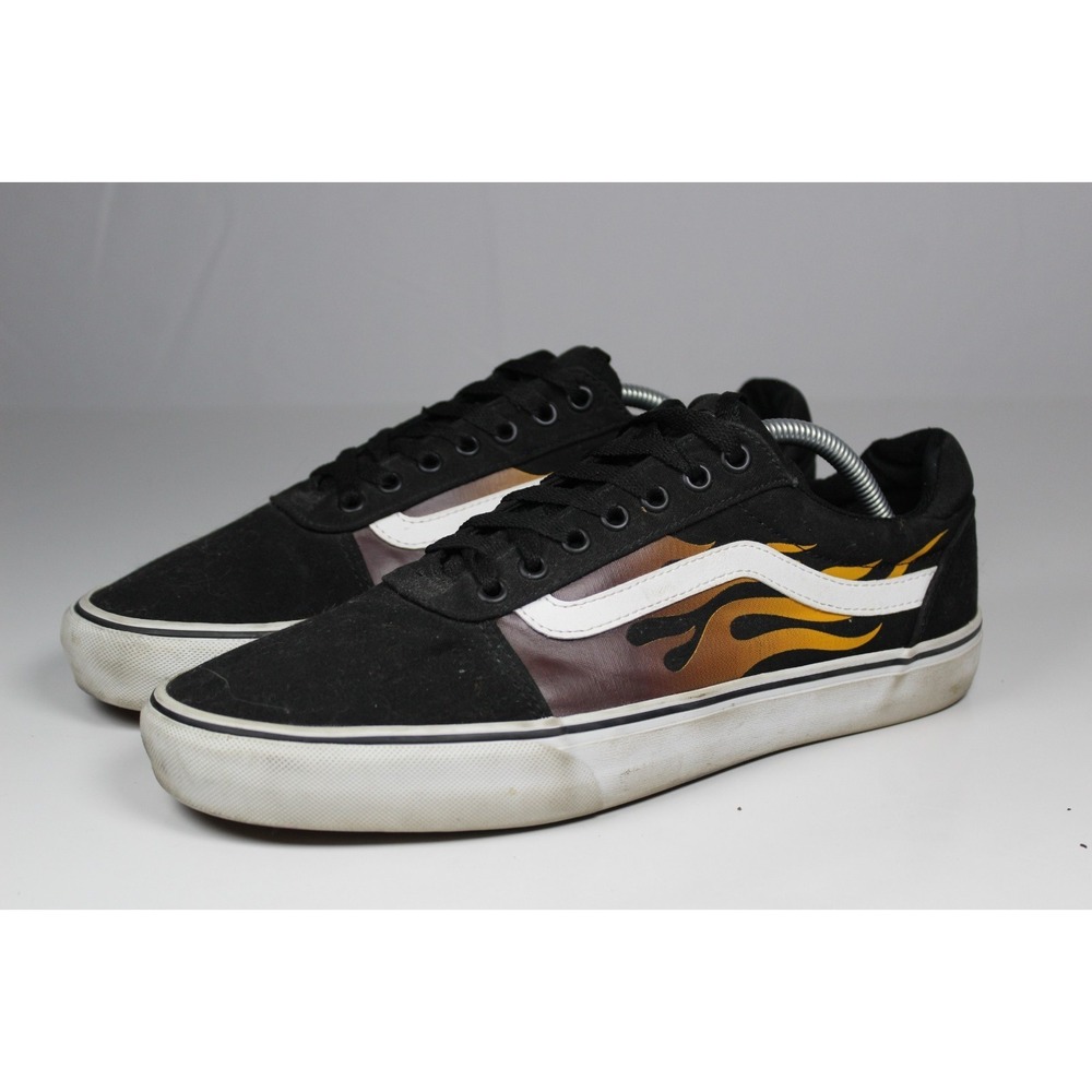 Vans Ward Deluxe Mens 11 Athletic Shoes Black White Faded Flame Lace Up Sneakers